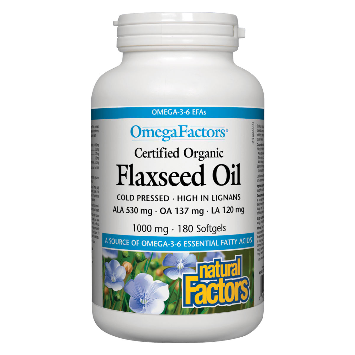 OmegaFactors®, Certified Organic Flaxseed Oil - 1000 mg