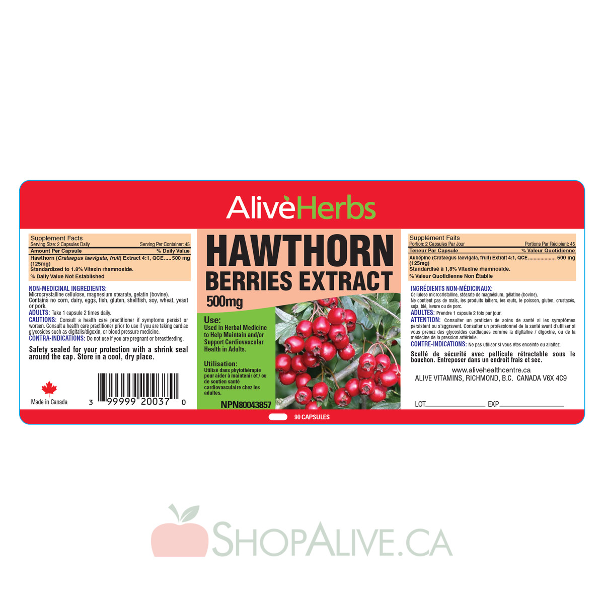 Hawthorn Berries Extract ShopAlive.ca