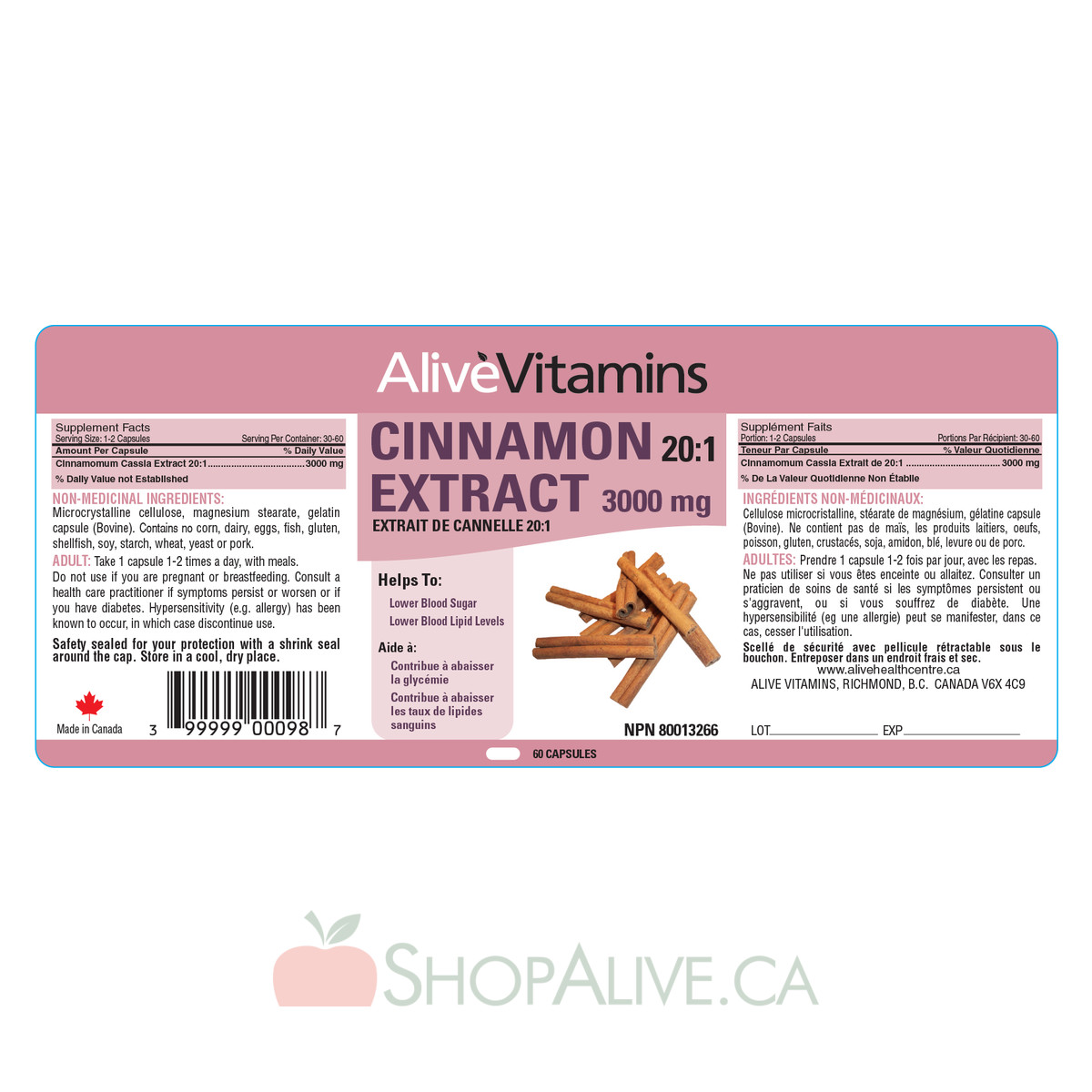Cinnamon Extract 201 ShopAlive.ca