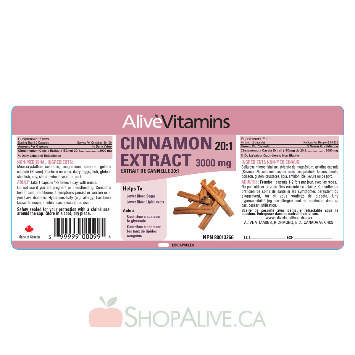 Cinnamon Extract 201 ShopAlive.ca