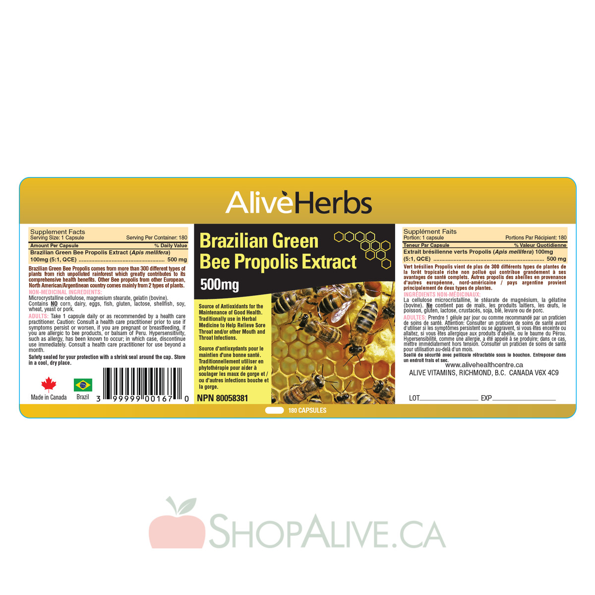Brazilian Green Bee Propolis Extract ShopAlive.ca