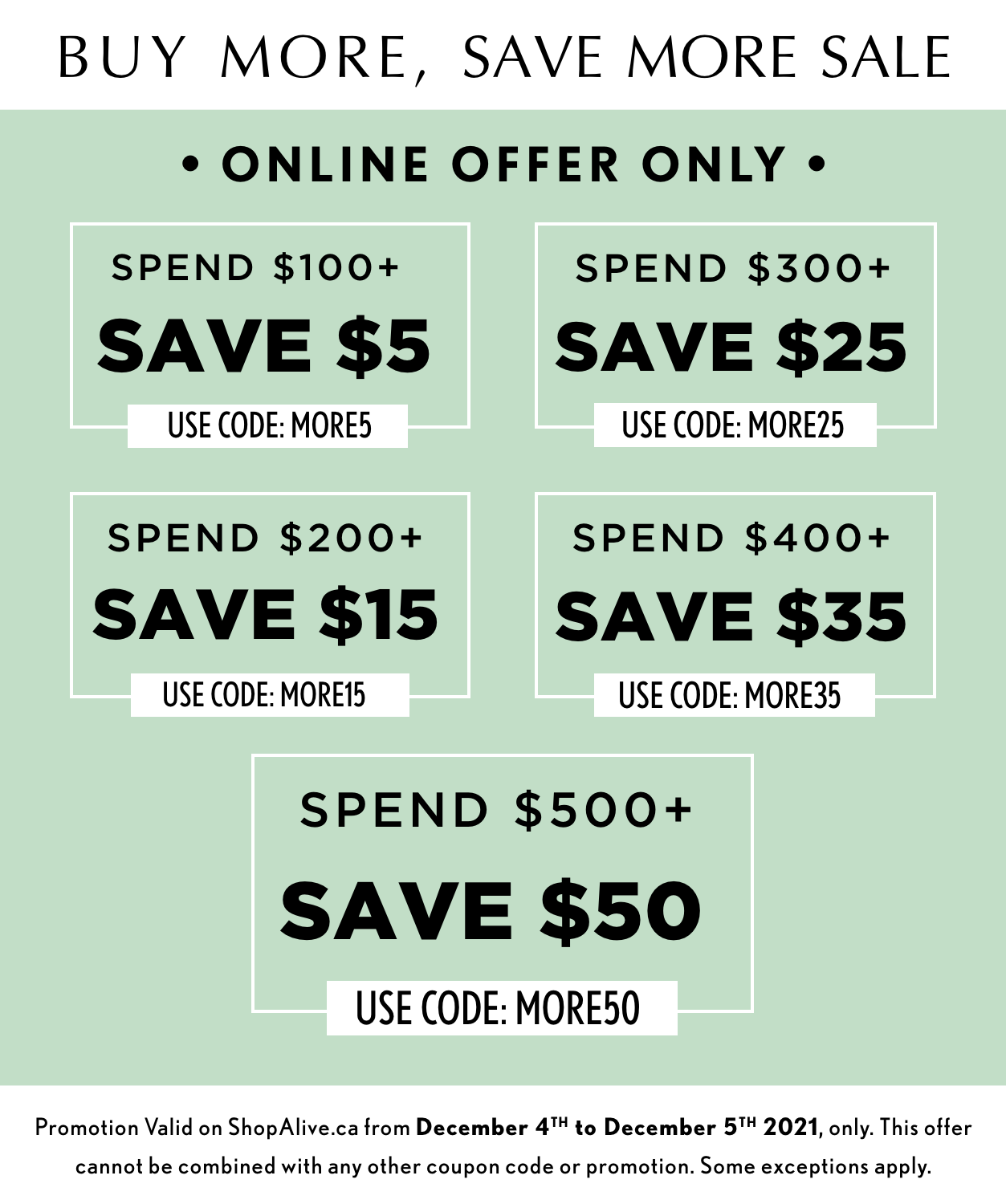 Buy more, save more.